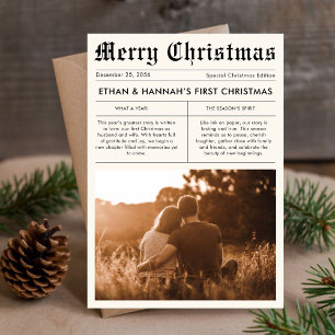 Tarjeta Festiva Foto única del primer periódico navideño de recien