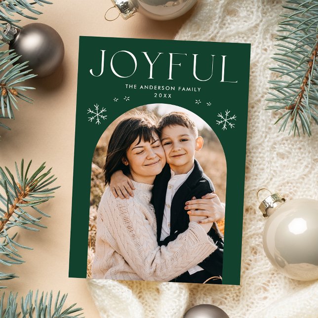 Tarjeta Festiva Foto verde alegre del arco de copas de nieve (Subido por el creador)