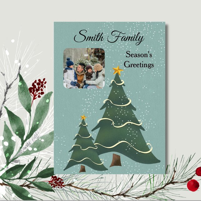 Tarjeta Festiva Foto verde azul del árbol caprichoso (Subido por el creador)