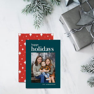 Tarjeta Festiva Foto verde azulada y Naranja de Serif Felices Fies