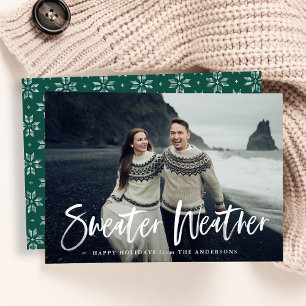 Tarjeta Festiva Foto verde de clima de suéter