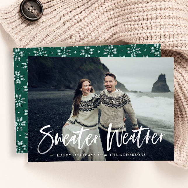 Tarjeta Festiva Foto verde de clima de suéter (Subido por el creador)
