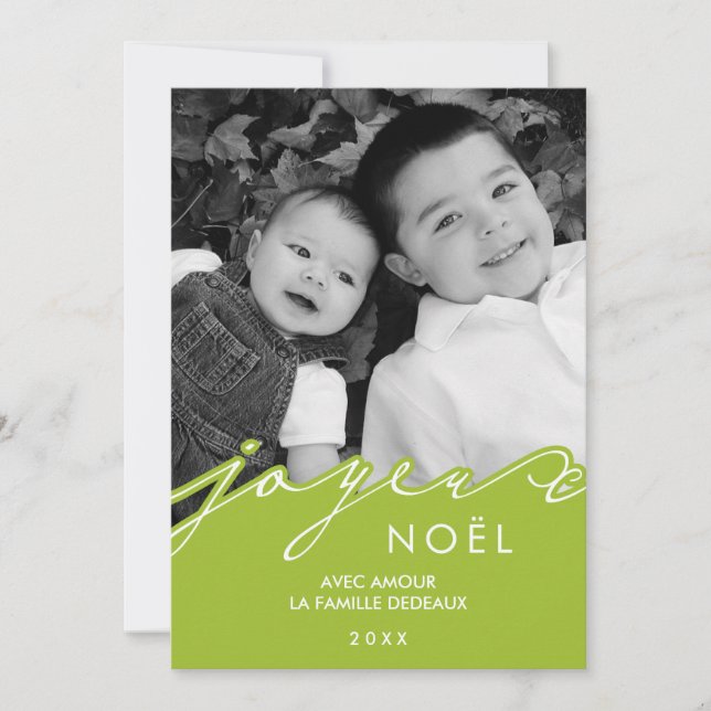 Tarjeta Festiva Foto verde de Joyeux Noël (Anverso)
