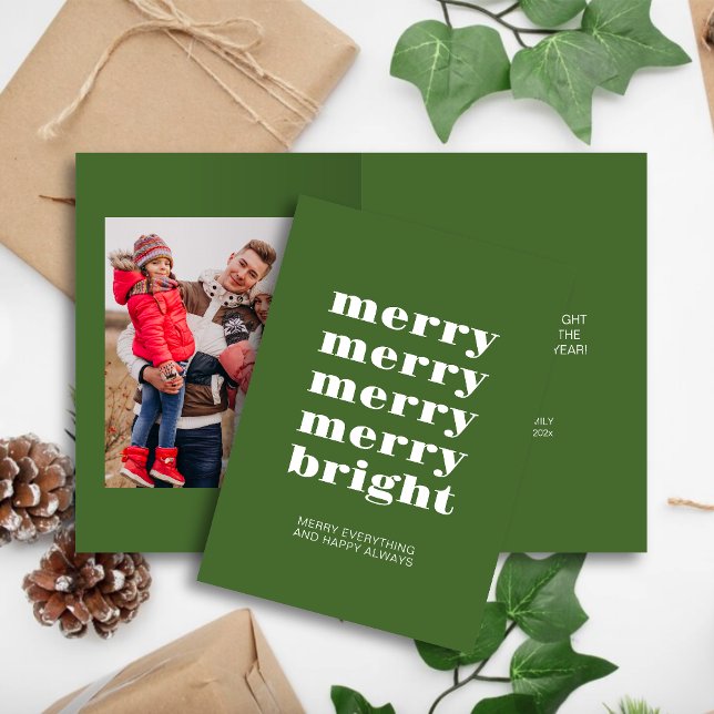 Tarjeta Festiva Foto verde mínimo moderno brillante y brillante (Subido por el creador)