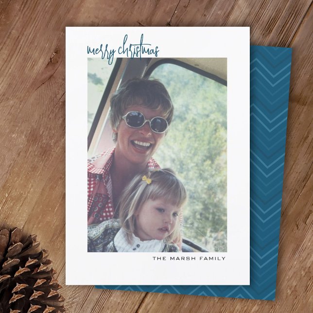 Tarjeta Festiva Foto vertical - borde blanco mínimo - espalda azul (Subido por el creador)