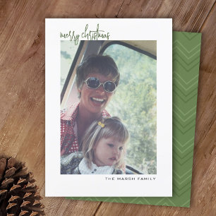 Tarjeta Festiva Foto vertical - borde blanco mínimo - espalda verd