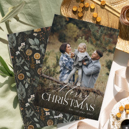 Tarjeta Festiva Foto vertical botánica de Moody