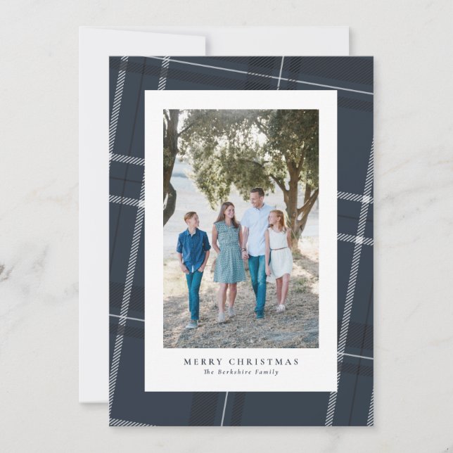 Tarjeta Festiva Foto vertical clásica con manto de marina (Anverso)