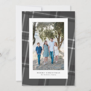 Tarjeta Festiva Foto vertical de cuadros gris clásico