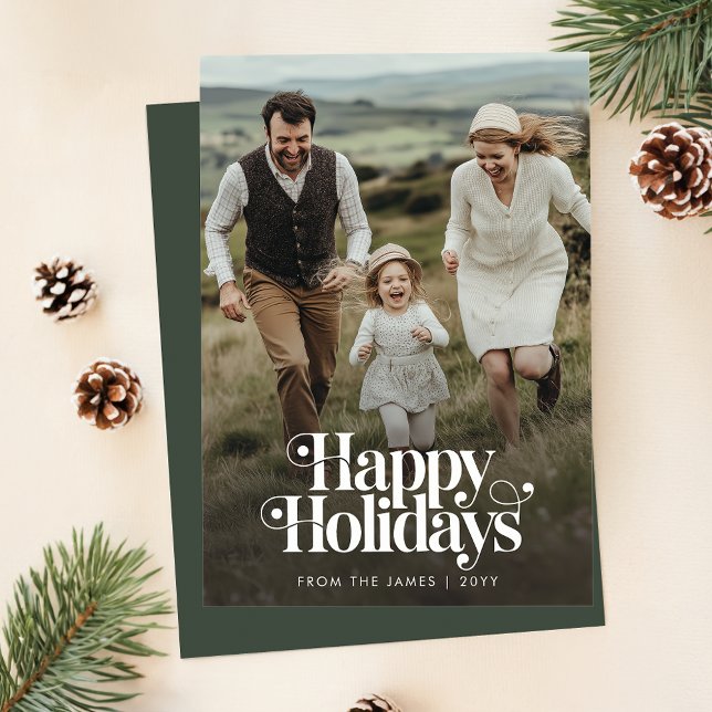 Tarjeta Festiva Foto vertical de Navidades de Fiestas Felices Retr (Subido por el creador)