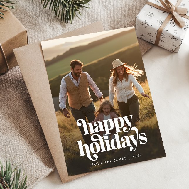 Tarjeta Festiva Foto vertical de Navidades de Fiestas Felices Retr (Subido por el creador)