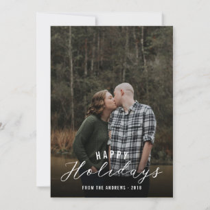 Tarjeta Festiva Foto vertical escrita de Happy Holidays