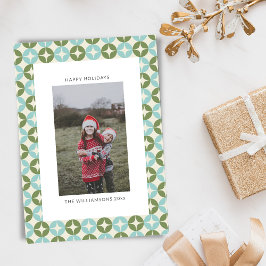 Tarjeta Festiva Foto vertical verde de Mid Century Mod Blue Sage