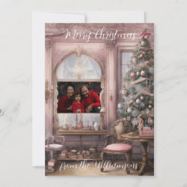 Tarjeta Festiva Foto victoriana rosa vintage