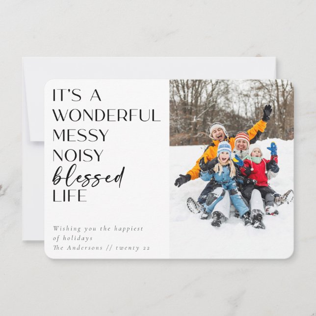 Tarjeta Festiva Foto Vida Maravillosa Bendita (Anverso)