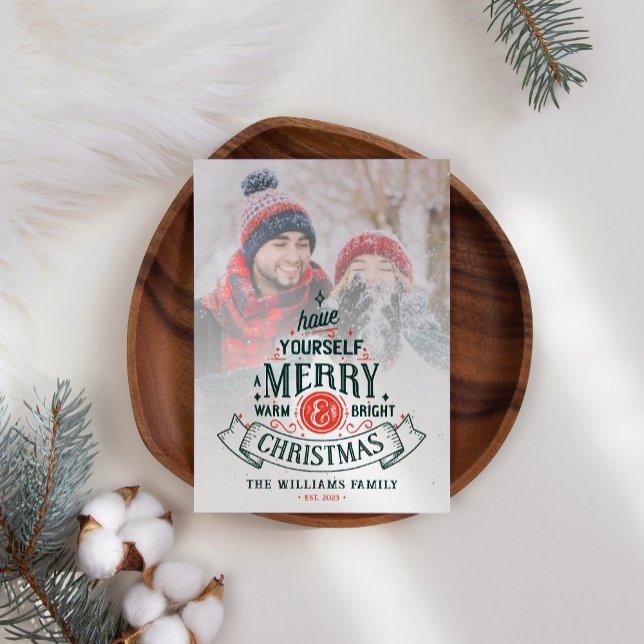 Tarjeta Festiva Foto Vintage Merry Christmas (Subido por el creador)