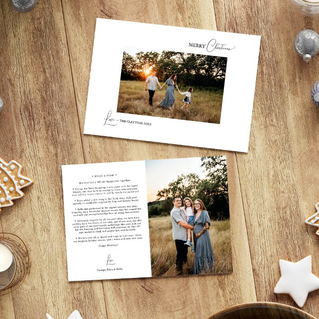 Tarjeta Festiva Foto y carta de Navidades modernos y simples blanc (Subido por el creador)