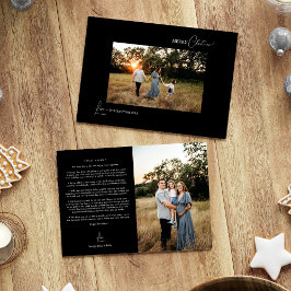 Tarjeta Festiva Foto y carta de Navidades modernos y simples negro