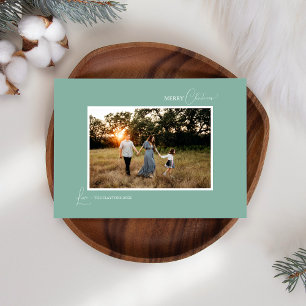 Tarjeta Festiva Foto y carta Minimalista del Retro Verde