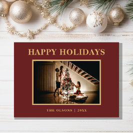 Tarjeta Festiva Foto y carta roja de las vacaciones clásicas minim