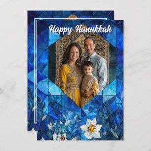 Tarjeta Festiva Foto y texto personalizado 🕎 Feliz Hanukkah, vidr