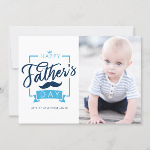 Tarjeta Festiva Fotografía azul del Día del Padre Feliz