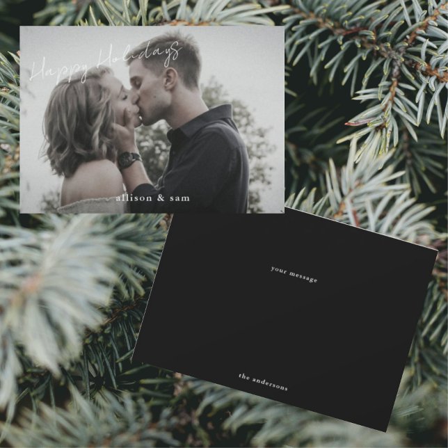 Tarjeta Festiva Fotografía Black White Text Felices Fiestas (Subido por el creador)