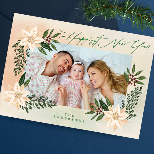 Tarjeta Festiva Fotografía botánica Feliz Año Nuevo