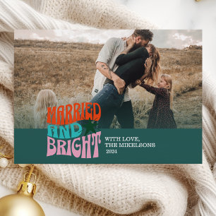 Tarjeta Festiva Fotografía casada y brillante festividad recién ca