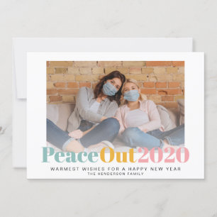 Tarjeta Festiva Fotografía colorida del New Year Peace Out 2020