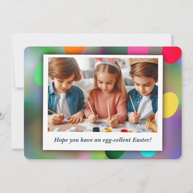 Tarjeta Festiva Fotografía Colorida Personalizada Diversión Huevos (Anverso)