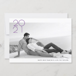 Tarjeta Festiva Fotografía de Año Nuevo 2020: Morado moderno