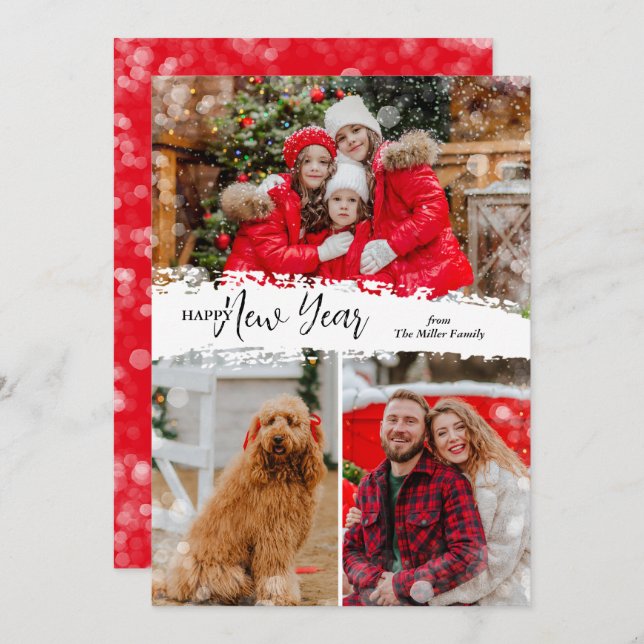 Tarjeta Festiva Fotografía de Año Nuevo 3 (Anverso / Reverso)