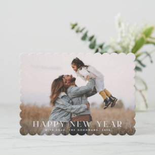 Tarjeta Festiva Fotografía de Año Nuevo del Simple Elegante Tipogr