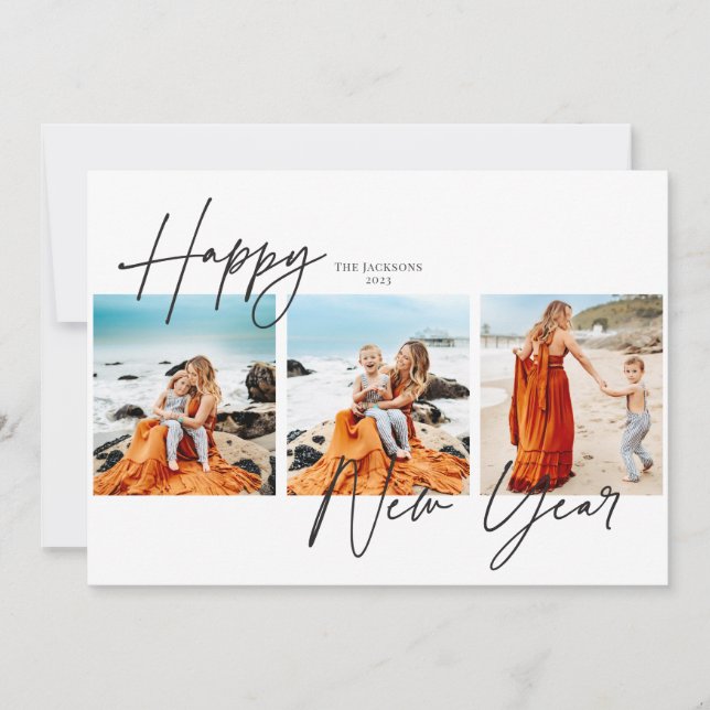 Tarjeta Festiva Fotografía de Año Nuevo tres (Anverso)