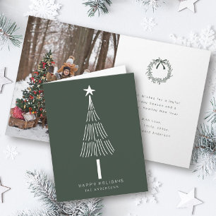 Tarjeta Festiva Fotografía de árbol de pino de Navidades modernos 