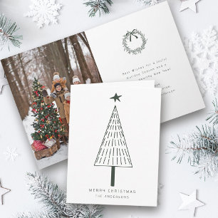 Tarjeta Festiva Fotografía de árbol de pino de Navidades modernos 