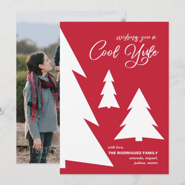 Tarjeta Festiva Fotografía de árboles de escritura Guay Yule de co (Anverso / Reverso)