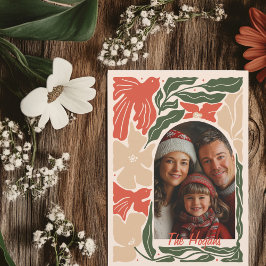 Tarjeta Festiva Fotografía de Arte Popular 2 en rojo y verde