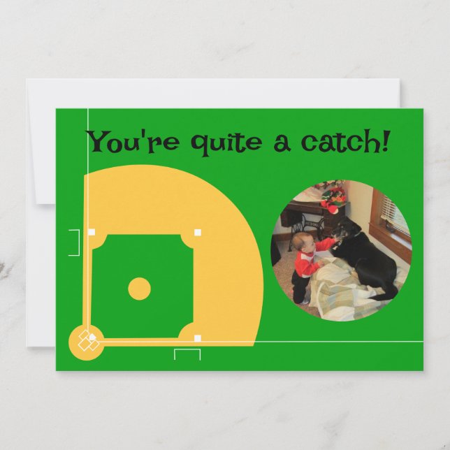 Tarjeta Festiva Fotografía de béisbol Kid Classroom Valentine (Anverso)