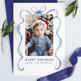 Tarjeta Festiva Fotografía de Blue Ribbon Happy Holidays