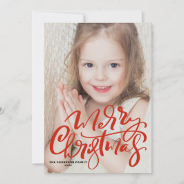 Tarjeta Festiva Fotografía de caligrafía roja moderna Feliz Navida