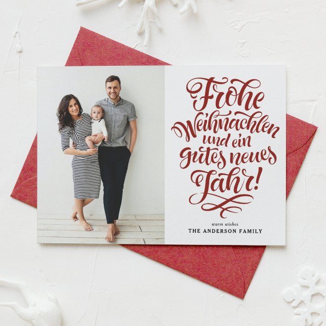 Tarjeta Festiva Fotografía de calligrafía de Red Frohe Weihnachten (Subido por el creador)