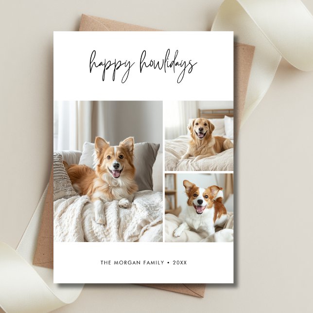 Tarjeta Festiva Fotografía de Calligraphy Happy Howlidays Dog Navi (Subido por el creador)