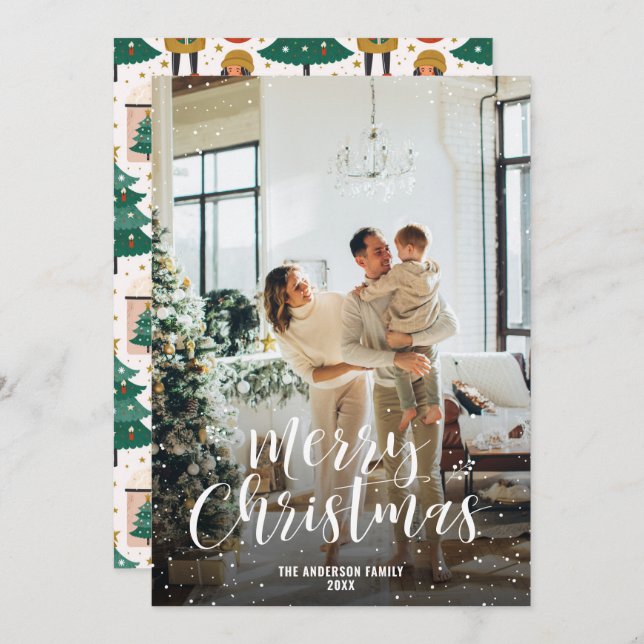 Tarjeta Festiva Fotografía de chocolate con adornos modernos de ár (Anverso / Reverso)