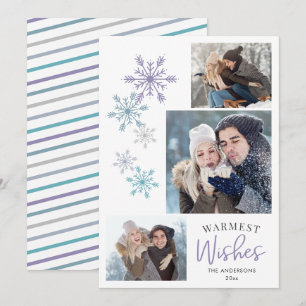 Tarjeta Festiva Fotografía de Copo de Nieve Colorida. Deseos más c