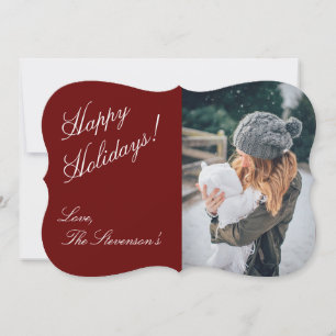 Tarjeta Festiva Fotografía de Felices Fiestas, nombre rojo persona