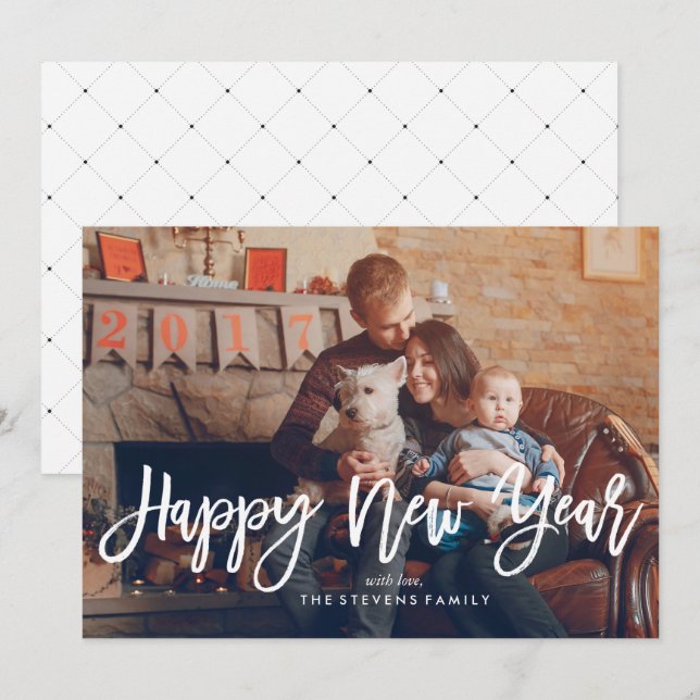 Tarjeta Festiva Fotografía de Feliz Año Nuevo (Anverso / Reverso)