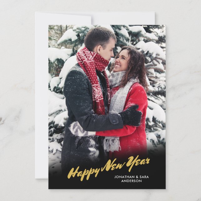 Tarjeta Festiva Fotografía de Feliz Año Nuevo (Anverso)