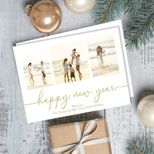 Tarjeta Festiva Fotografía de Feliz Año Nuevo de la caligrafía de